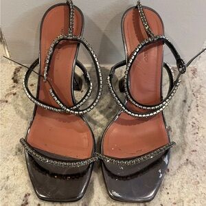 Amina Muaddi Women's silver Embellished Strappy Sandals